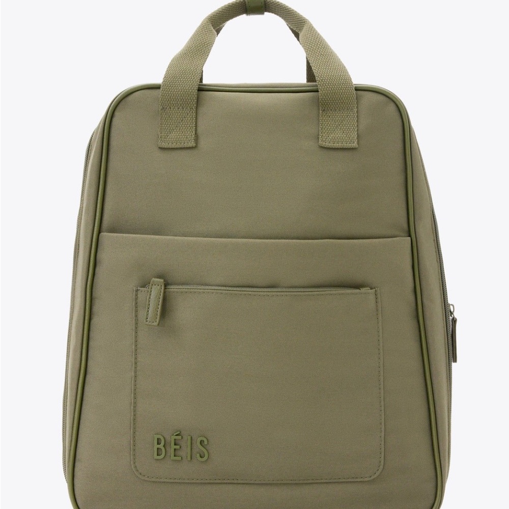 BEIS Green Backpack with Text Design